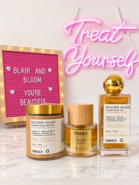 Truly Beauty Golden Glaze Shimmer Bundle-Butter, Body Oil & 50mL Parfum